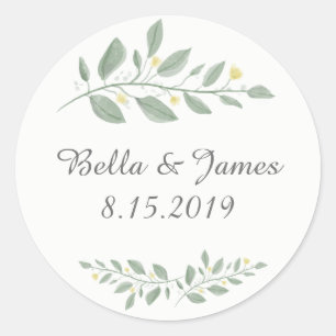 Sage Green Floral Wedding Sticker