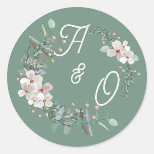 Sage Green Floral Wedding Suite Sticker