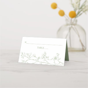 Sage green flower arrangement wedding place card