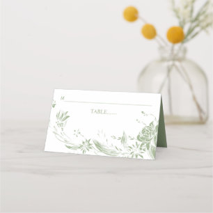 Sage green flower arrangement wedding place card