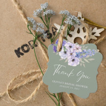 Sage Green Flower Script Bridal Shower Thank You