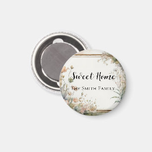 sage green flower - text personalized magnet