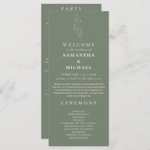 Sage Green Flower Tiny Floral Wedding Program