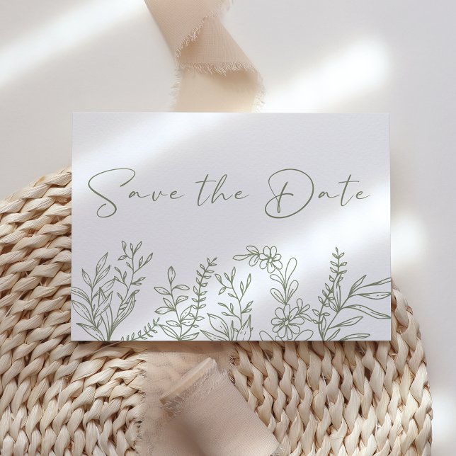 Sage Green Flowers Boho Save The Date (Creator Uploaded)