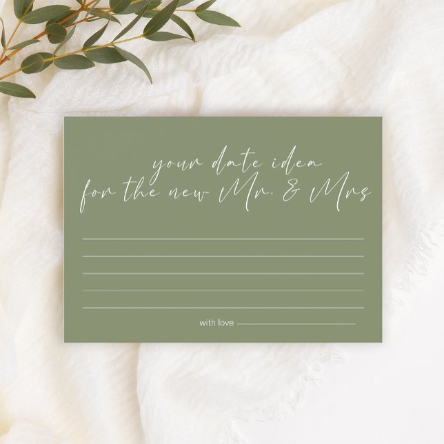 Sage Green Flowers Date Night Idea Shower Game Stationery (Creator Uploaded)