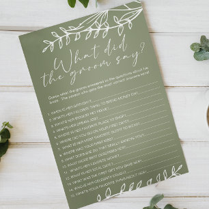 Sage Green Flowers Game Would the Groom Say Flyer