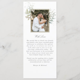 Sage green foliage photo wedding  program