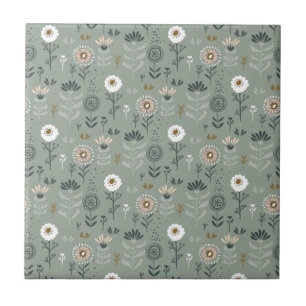 Sage Green Forest Floral Tile