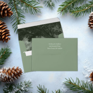 Sage Green Forest Rustic Woodland Wedding Envelope