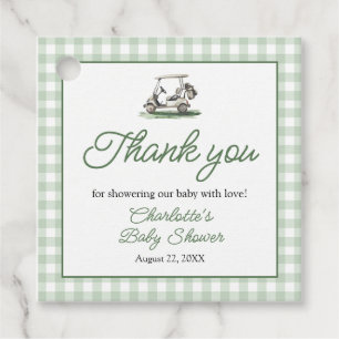 Sage Green Frame Golf New to the Club Baby Shower Favour Tags