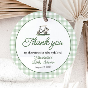 Sage Green Frame Golf New to the Club Baby Shower Favour Tags