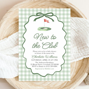 Sage Green Frame Golf New to the Club Baby Shower Invitation