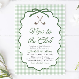 Sage Green Frame Golf New to the Club Baby Shower Invitation