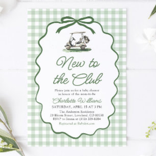 Sage Green Frame Golf New to the Club Baby Shower Invitation