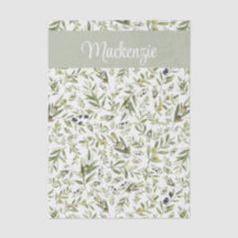 Sage Green French Country Chic Olive Name Monogram