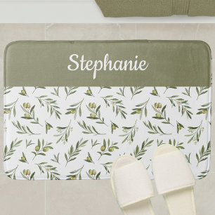 Sage Green French Country Olive Monogram Bath Mat