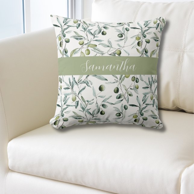 Sage Green French Country Olive Name  Throw Pillow (Creator Uploaded)