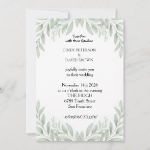 Sage Green French Floral Crest Elegant Wedding Card