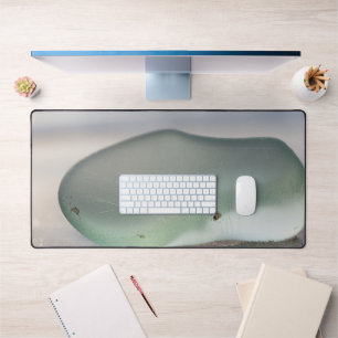 Sage Green Frosted Sea Glass Texture Muted Coastal Desk Mat