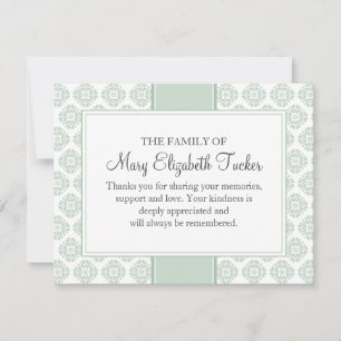 Sage Green Funeral Note Card Flat Bereavement Note