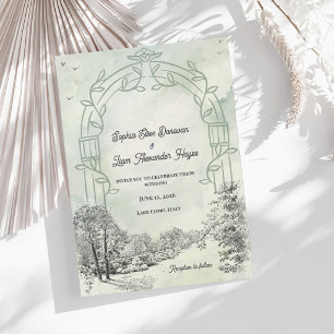 Sage Green Garden Arch Elegant Countryside Wedding Invitation