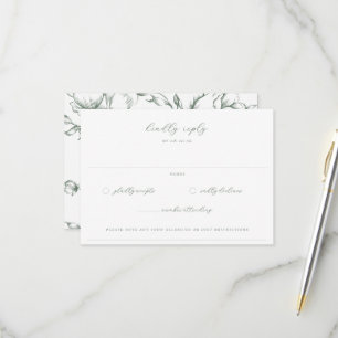 Sage Green Garden Floral Wedding RSVP Card