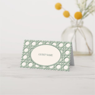 Sage Green Garden Rattan Cane Wedding Place Cards