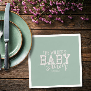 Sage Green Gender Neutral Baby Shower Napkins