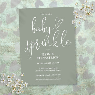 Sage Green Gender Neutral Baby Sprinkle Shower Invitation
