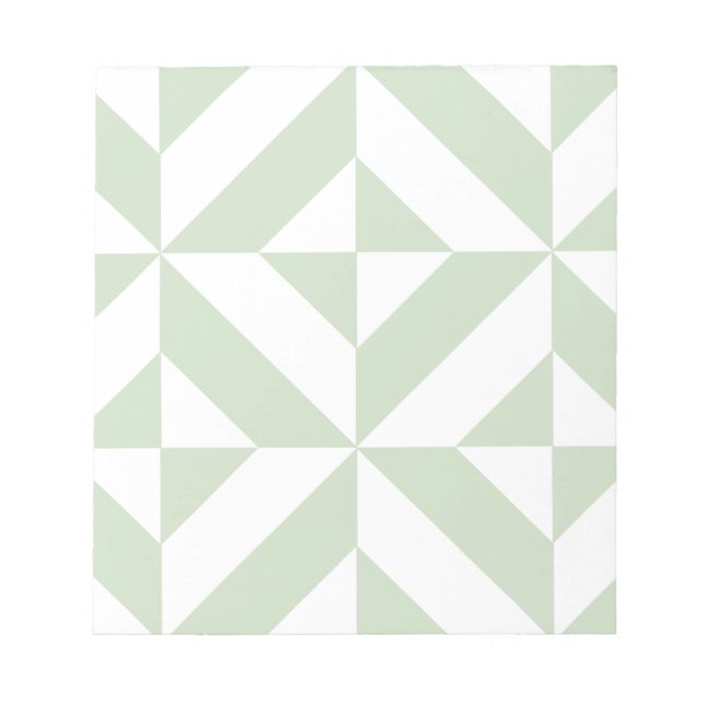 Sage Green Geometric Deco Cube Pattern Notepad (Front)