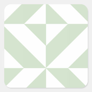 Sage Green Geometric Deco Cube Pattern Square Sticker
