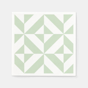 Sage Green Geometric Deco Pattern Napkin