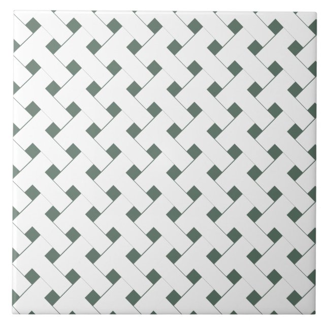 sage green geometric trellis  tile (Front)