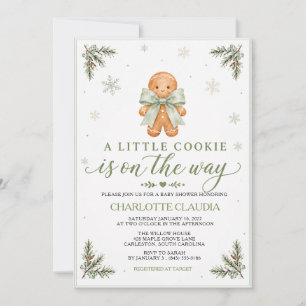 Sage Green Gingerbread Baby Shower Invitation