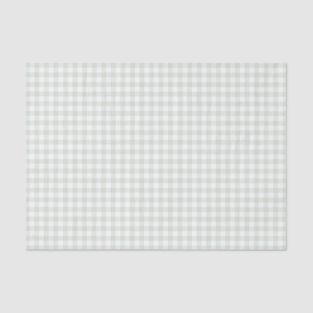Sage Green Gingham Baby Shower Tissue Paper (Front)