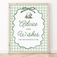 Sage Green Gingham Bow Golf Advice and Wishes Sign