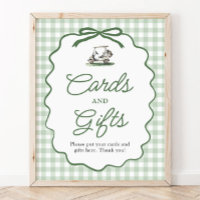Sage Green Gingham Bow Golf Cards and Gifts Sign