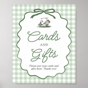 Sage Green Gingham Bow Golf Cards and Gifts Sign