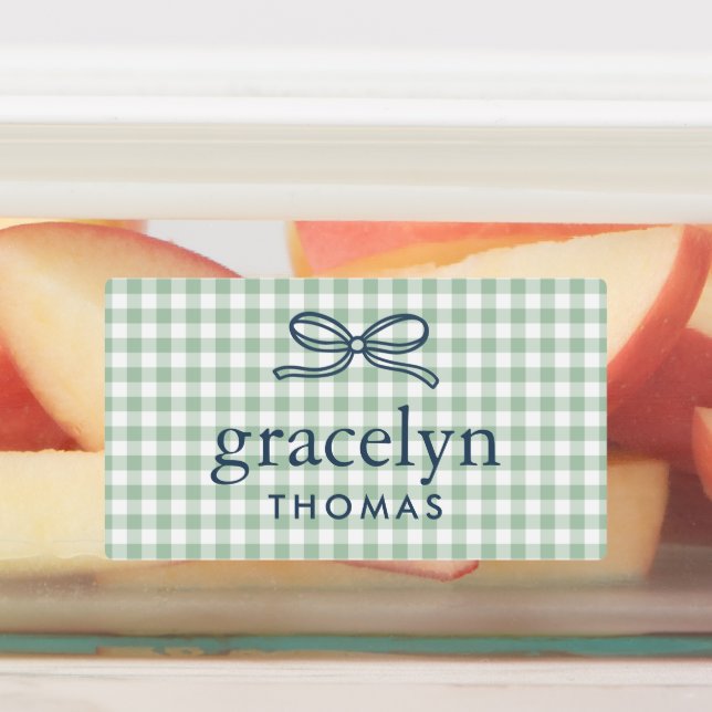 Sage Green Gingham Bow Monogram (Affixed)