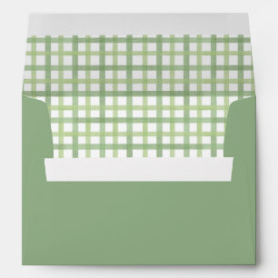 Sage Green Gingham Envelope with Liner Pattern