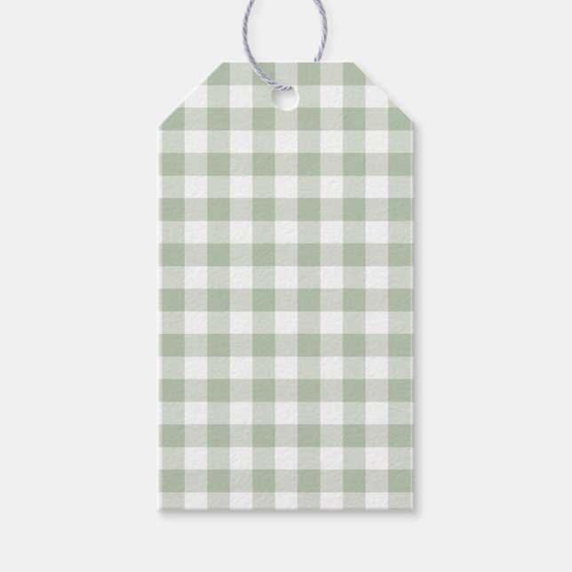 Sage Green Gingham Gift Tags (Front)