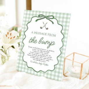 Sage Green Gingham Golf A Message from the Bump Pedestal Sign