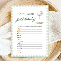 Sage Green Gingham Golf Baby Emoji Pictionary Game