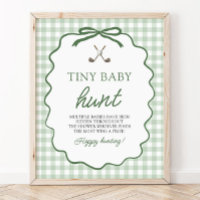Sage Green Gingham Golf Tiny Baby Hunt Baby Shower