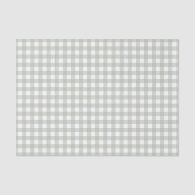 Sage Green Gingham Pattern Tissue Paper (Front)