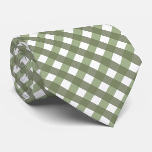 Sage Green Gingham Patterned   Neck Tie
