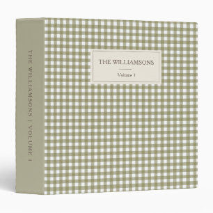 Sage Green Gingham Personalized Family Photo Binder