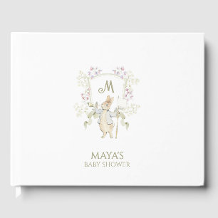 Sage Green Gingham Peter the Rabbit Baby Shower  Guest Book