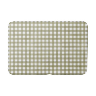 Sage Green Gingham Plaid Patterned Bath Mat