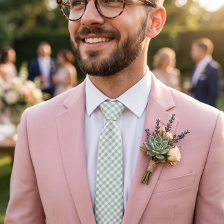 Sage Green Gingham Tie
